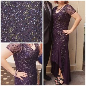 Adrianna Papell Women's Floral Beaded Godet Gown